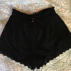 Black Mudd Stretchy Lace Shorts w/tie!